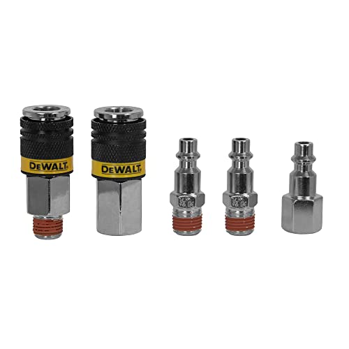 DEWALT 5-Piece Industrial Coupler & Plug Set, 1/4" NPT (DXCM036-0208)