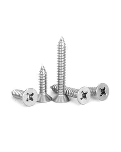 #6 x 2 (100 Pack) Flat Head Phillips Drive Screws Sheet Metal Self-Tapping Screws, 304 Stainless Steel Screw - size: #6 x 2"