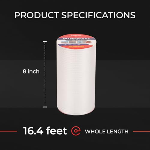 Butyl Waterproof Tape 8" W X 16.4' L Aluminum Foil Tape with Butyl Rubber Adhesive, Aluminum Butyl Rubber Tape for Window Caulking, Boat Sealing, Roof Patching, Silver - size: 8" W X 16.4' L