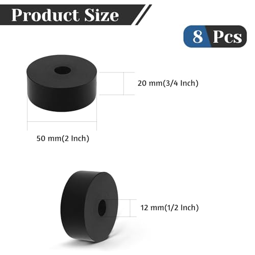 8 PCS Multi Purpose Rubber Spacer, 2" OD x 1/2" ID x 3/4" Thickness - size: 2" OD x 1/2" ID x 3/4" Thickness