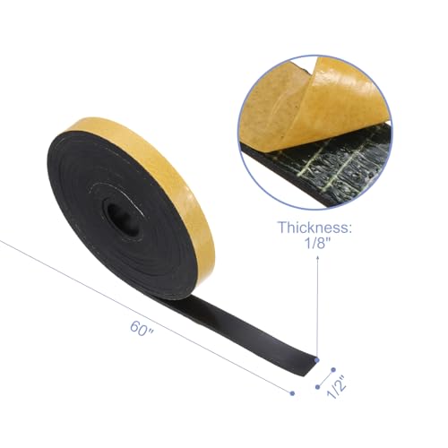 MECCANIXITY Adhesive Neoprene Rubber Strips Sheet 1/2" x 60" x 1/8" Thick Yellow Rubber Weather Stripping for DIY Seal Pads Sound-Proofing Pack of 1 - color: Yellow, size: 1/2" x 60" x 1/8"