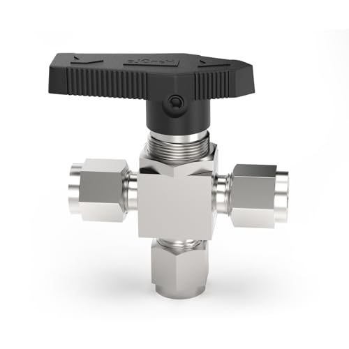 1PCS 304 Stainless Steel 3 Way Compression Tube Valve,3/8" Tube OD Adapter, for water/oil/air systems - size: 3/8" OD (3 Way Valve)