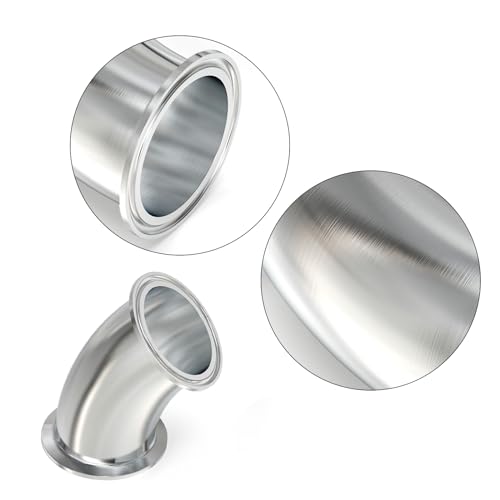 TAISHER 1PCS 304 Stainless Steel 1" Tube OD 45 Degree Elbow Sanitary Pipe Fittings 1.5" Tri Clamp 50.5MM Ferrule Flange with 2PCS Silicone Gaskets - size: 1" Tube OD (1.5" Tri Clamp)