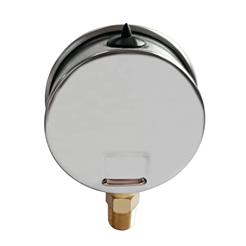 2-1/2" Dial 1/4" NPT 0~100Psi 304 Stainless Steel Glycerin Filled Pressure Gauge Bottom Mount - size: 0-100Psi (liquid filled), style: Lower Mount-1/4"NPT