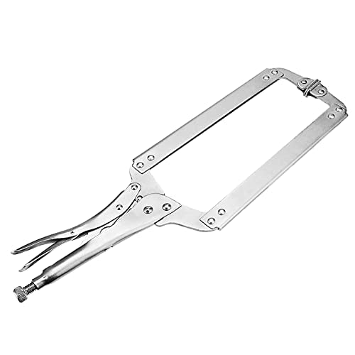 NINGWAAN 2 PCS 18 Inch C Clamp Locking Pliers, Heavy Duty C Locking Pliers with Swivel Pad, Welding Vise Grip Clamps Face Clamps for Woodworking and Welding