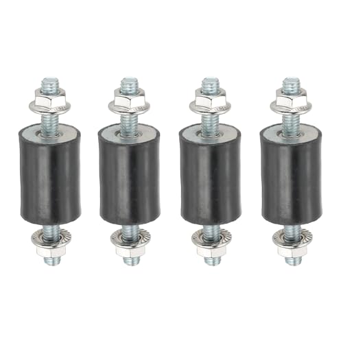 PATIKIL M6 20x25mm Rubber Isolator Mounts, 4 Pcs Rubber Studs Shock Absorber Anti-Vibration Isolation Damping Mounts with Lock Nuts for Motor, Air Compressor, Engines (61mm Height) - size: M6-20x25x61mm