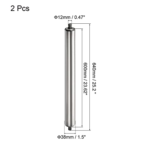 PATIKIL Conveyor Roller 1.5" Diameter 24" Length, 2 Pack Stainless Steel Gravity Transmission Replacement Part Galvanized End, Silver - size: 1.5"x24"