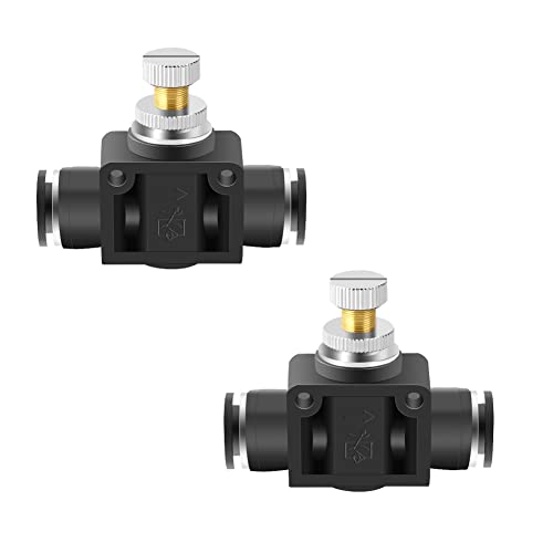 Beduan 5/16" x 5/16" Tube OD Air Flow Control Valve with Push-to-Connect Fitting Speed Controller Union Straight SCF-5/16 (Pack of 2) - size: 5/16" Tube OD(2Pcs)