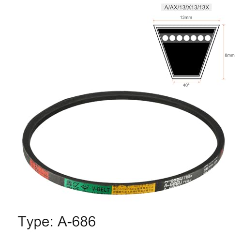 uxcell A686 V-Belts 686mm Inner Girth 13mm Top Width 8mm Thickness A-Section Rubber Drive Industrial Transmission Belt - size: 686mm