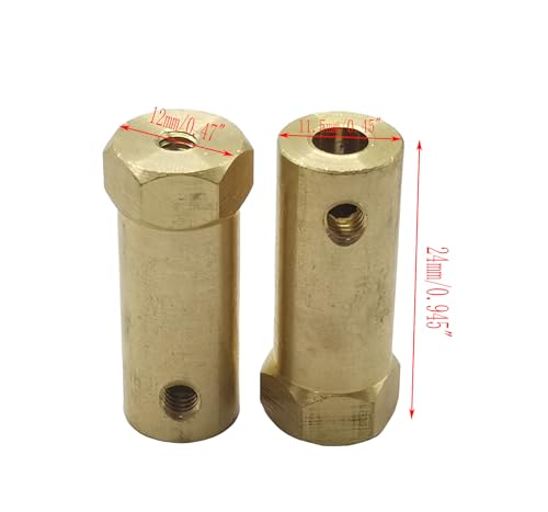 5Pcs 5mm Bore Brass Couplers, Hexagon Motor Shaft Coupling Flexible Connector with Screws and Wrench for Robotics and R/C Car Wheels Tires Shaft Motor - size: 5mm