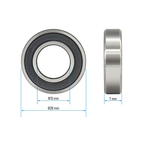 6902-2RS 2 PCS Deep Groove Ball Bearing 15×28×7mm Double Black Rubber Sealed Ball Bearing Chrome Steel P0 Z2 Bearing for Industrial Machine,Power Tools and Mechanical Equipment - size: 6902-2RS Size 15×28×7mm