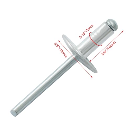 Aluminum Blind Rivets, 3/16" x 5/8", Silver, 60 Pcs - color: Silver, size: 3/16" x 5/8"