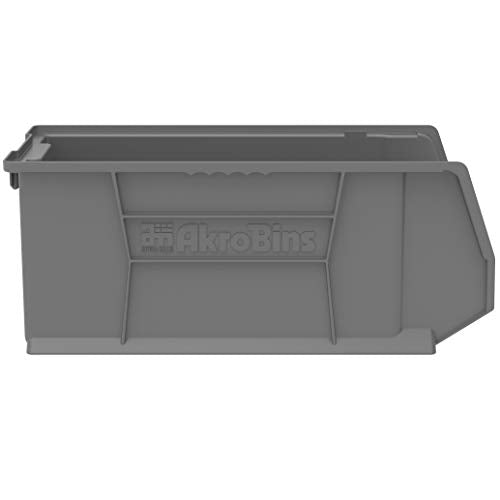 Akro-Mils 30281 Super-Size AkroBins Plastic Storage Bins, Space-Saving Stackable Bins for Garage, Classroom, Warehouse Organization, 20" L x 12" W x 8" H, Grey, 3-Pack - color: Grey