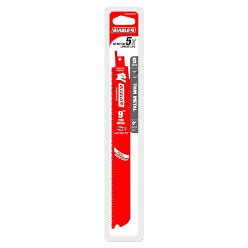 Diablo Bi-Metal Reciprocating Saw Blades - 9" Length, 20/24 TPI, 5-Pack