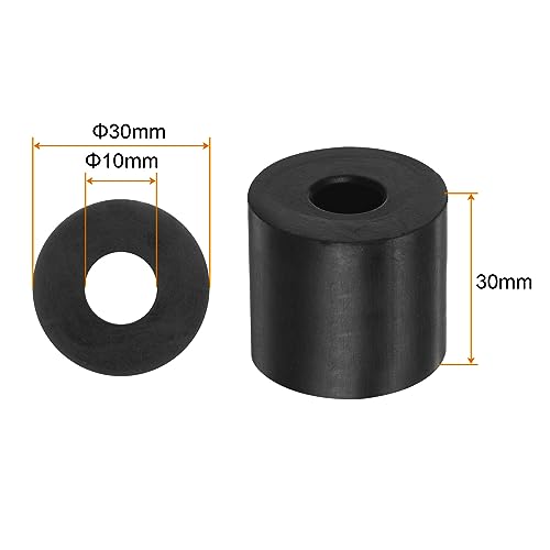 HARFINGTON 8pcs Rubber Spacer 1.2 Inch OD 0.4 Inch ID 1.2 Inch Thick Neoprene Round Anti Vibration Isolation Pads Isolator Rubber Washers Bushings for Home Cars Boat Accessories, Black - size: 10mm x 30mm x 30mm