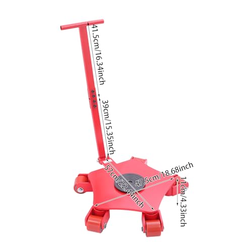 Heavy Duty Machine Dolly Skate Machinery Roller Mover Cargo 4T, Machinery Mover with 5 Swivel Rollers, 8818lbs Machine Moving Skate with Handle for Warehouse and Workshop Transporting (Red) - color: Red