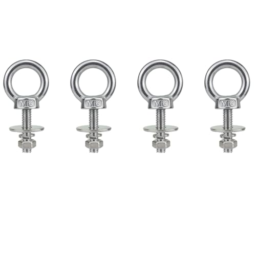 M6 Stainless Steel Lifting Eye Bolt with Nuts 4 Pack (M8 M10 x 1 2 4 inch Available), Metric M6 x 25mm (1/4" x 1 in) Ring Shoulder Eye Bolt for Swing, Threaded Eyebolt kit for Tie Down Outdoor - size: M6x25mm (1/4"x1")