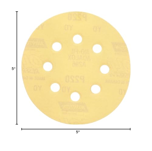 Norton MultiSand Hook and Loop Sanding Discs, Orbital Sander Sandpaper for Wood, Metal and Fiberglass, 220 Grit Sand Paper, 5 Inch Sanding Discs Hook and Loop, Pack of 25