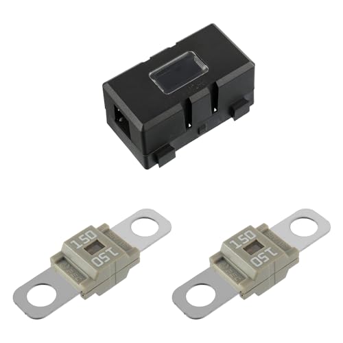 Midi Fuse Holder and 2 High Current Fuses for Cars, Trucks, Vehicles (150 Amp) - color: 150A