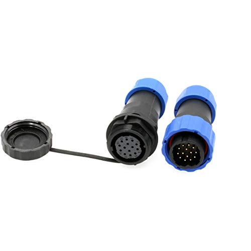 SD20 Waterproof Aviation Circular Plastic Connector for Outdoor Power System LED Lighting (14 pin, Male Plug and Female Cable Receptacle) - color: Male Plug and Female Cable Receptacle, size: 14 pin