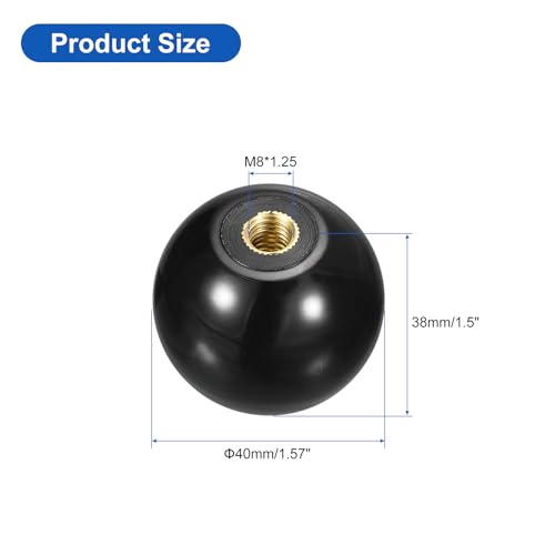 uxcell Threaded Ball Knobs, M8 Female Thread Thermoset Ball Knob 40mm Dia - color: Black, size: M8x40mm