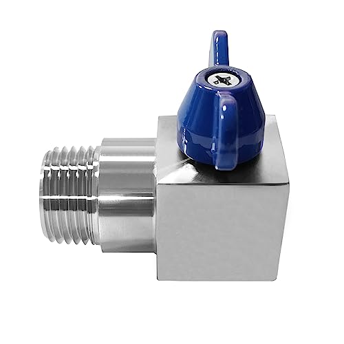 Beduan 1/4 NPT Ball Valve Male to Female 304 SS 90 Degree Elbow Shut Off - size: 1/4 NPT