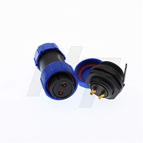 HangTon HE21 2 Pin Power Industrial Waterproof IP68 Electrical Automotive Circular Connector Female Cable Plug Male Panel Mount Socket (5 Set) - size: 5 set