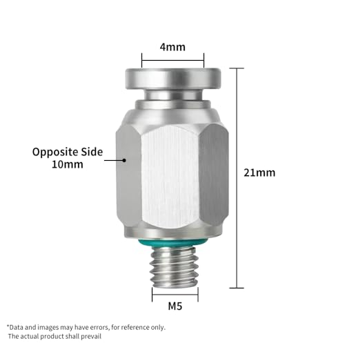 PNEUMATIC 304 Stainless Steel Male Straight 4mm Tube OD x M5 Thread Push to Connect Fittings (Pack of 5) - size: 4mm OD x M5