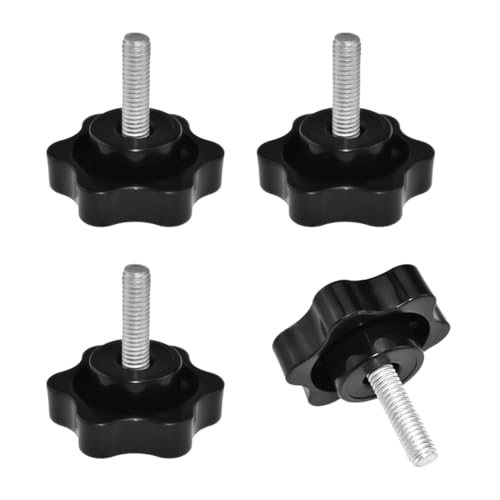 Aifeier ET 4 Pieces M8 x 25mm Star Hand Knob, Black Plastic Hex Shaped - size: M8 x 25 mm