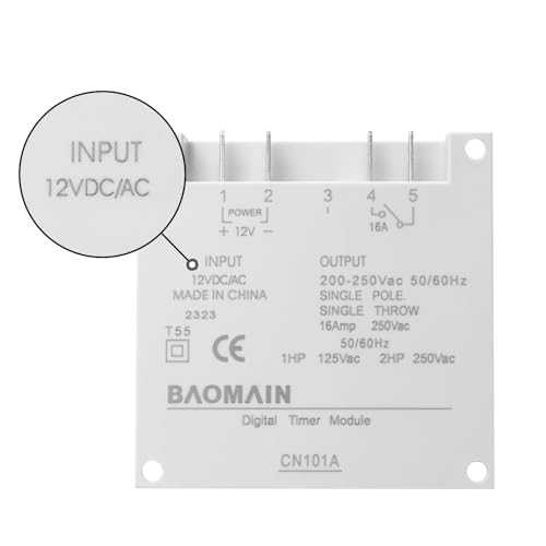 BAOMAIN CN101A 12V Digital Programmable Timer Switch,16A Weekly Relay - size: Timer without Cover