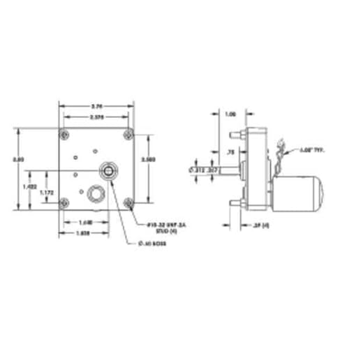 Dayton Model 52JE54 DC Gear Motor 50 RPM 1/125 hp 12VDC