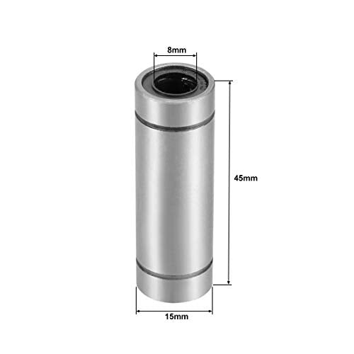 uxcell LM8UU Extra Long Linear Ball Bearings, 8mm Bore Dia, 15mm OD, 45mm Length (Pack of 4) - size: 8mm