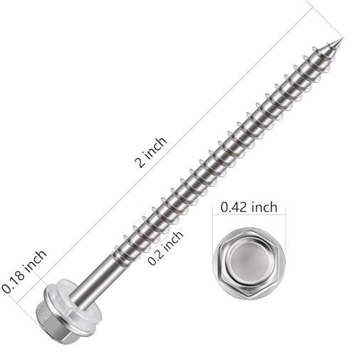 WenSilon (100Pcs)#10x2 Self-Tapping Screws for Wood 410 Stainless Steel Hexagon Head Quick Tapping - color: #10x2"