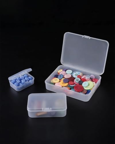LJY 28 Plastic Boxes, 3 Sizes for Buttons - color: Frosted