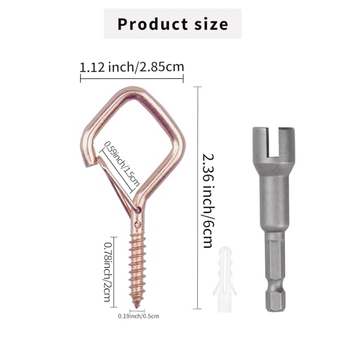 100 PCS Rose Gold Eye Screw Hooks for Hanging Heavy Duty with Safety Buckle.Metal Ceiling Hooks for Hanging Plants Cup Wind Chime Bird Feeders Patio Lights At Indoor&Outdoor - color: Rose Gold, size: 100 Pieces