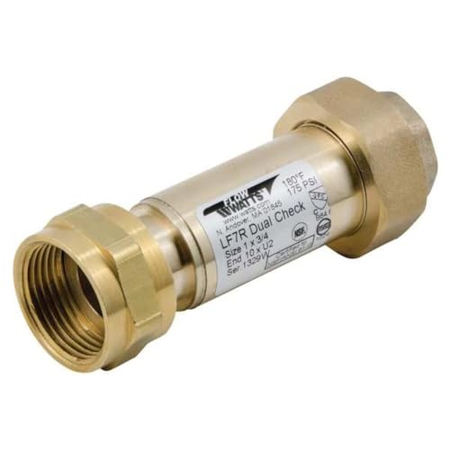 Watts LF7R Lead-Free Brass Dual Check Valve Backflow Preventer 1" x 3/4" - size: 1" Inlet x 3/4" Outlet