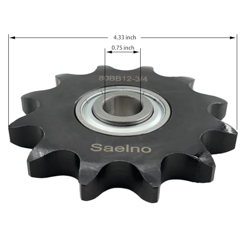 #80 Roller Chain Idler Sprocket Type C 3/4" bore 12 Tooth with Bearing 204KRR2,Hardened Antirust 1045 Steel Drive Sprockets 80BB12-3/4
