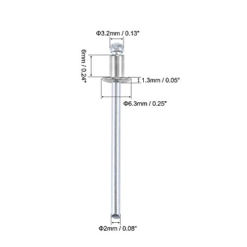 uxcell Blind Rivets 304 Stainless Steel 3.2mm Diameter 6mm Grip Length Silver 50pcs - size: 3.2mm x 6mm