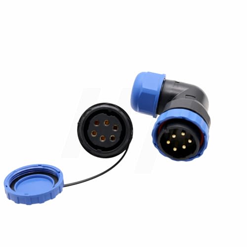 TY28 3 Pin 45A Screw Connection Electrical Power Connector, Female Panel Mount Socket and Male Right Angled 90-Degree Cable Plug, Solder-Free Waterproof Quick-Disconnect for Marine Automotive - color: Panel Mount + 90-degree Plug, size: 3 Pin 45Amp