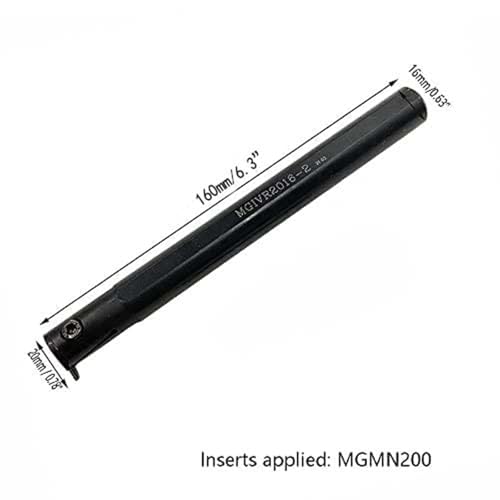 GBJ MGIVR2016-2 with MGMN200-G 3020 Grooving Cut-Off Cutter Grooving Insert Boring Bar 16mm 5/8" Grooving Cut-Off Holder for MGMN200 Carbide Inserts Holder - style: MGIVR2016-2 + 10pcs MGMN200-G