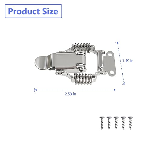 Spring hasp Toolbox Toggle latches Lock,Stainless Steel 304 Toolbox Draw Compression Spring Toggle Latch Catch Clamp W/Screws - size: Small