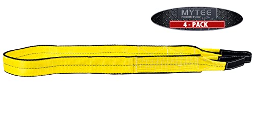 Mytee Products 4 Pack 2" x6' Web Lifting Sling - 6400 LBS WLL Vertical Lift Straps Twisted Eyelets 2-Ply - Choker (5000# WLL) & Basket (12,800# WLL) - color: 4 - Pack, size: 2" x 6'