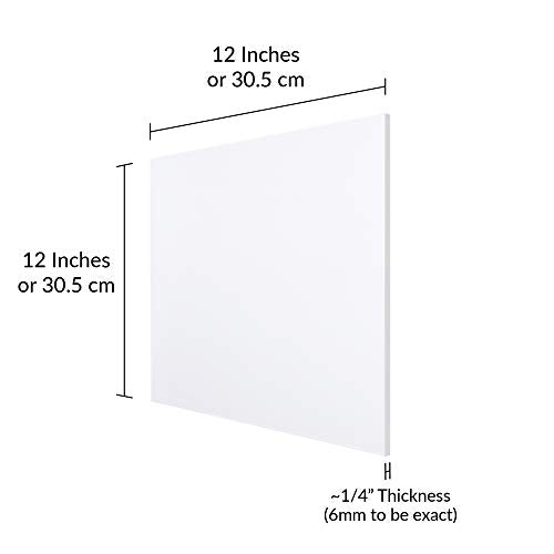 SimbaLux Acrylic Sheet Clear Cast Plexiglass 12” x 12” 1/4” Thick (6mm) - color: Clear
