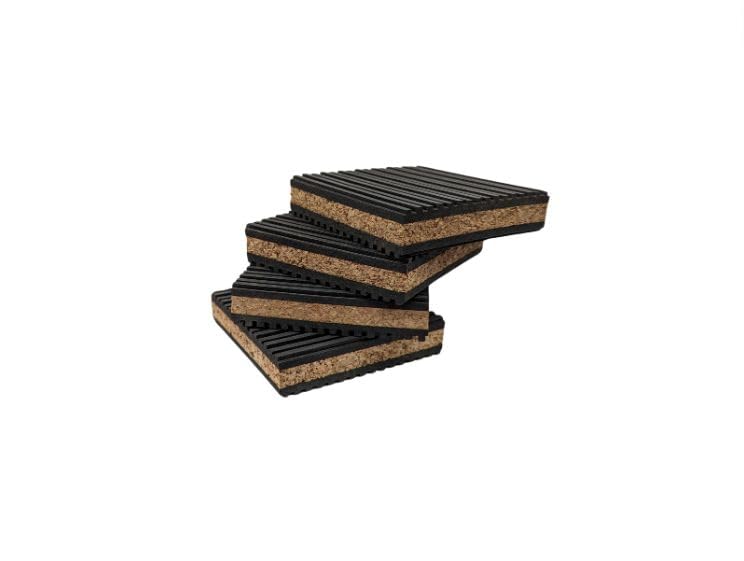 COREX 4"x 4" PROFESSIONAL GRADE Cork and Ribbed Neoprene Vibration Pad 4 Pack - size: 4x4