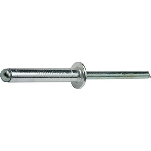 Fastenere Pop Rivets 3/16" x 1-1/8" (50 pcs) Aluminum Body Steel Mandrel, Heavy Duty, Open End, Low Carbon, Dome Head Blind Rivets, Corrosion Resistant & High Shear Strength, 6-18 Gap 1.001" - 1.125" - size: 3/16" x 1-1/8" (6-18) (50 Pack)