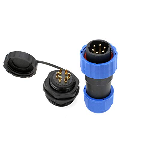 SD20 Waterproof Aviation Circular Plastic Connector for Outdoor Power System LED Lighting (6 pin, Male Plug and Female Panel Socket) - color: Male Plug and Female Panel Socket, size: 6 pin
