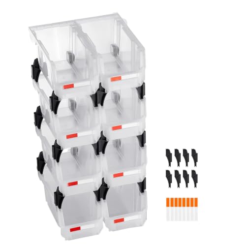 Transparent Plastic Stackable Organizer Bins 27.7 x 14 x 13 cm, 8 Pack