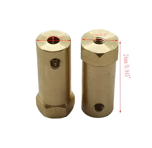 5Pcs 4mm Bore Brass Couplers, Hexagon Motor Shaft Coupling Flexible Connector with Screws and Wrench for Robotics and R/C Car Wheels Tires Shaft Motor - size: 4mm