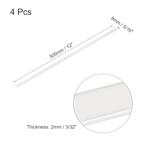 MECCANIXITY 4 Pcs Square Aluminum Flat Bar, 1/16" (2mm) Thick x 5/16" (8mm) Width x 12" (305mm) Long 6061 Aluminum Flat Plate Solid New Mill Stock Silver for Industrial Building - size: 1/16"(2mm)x5/16"(8mm)x12"(305mm)