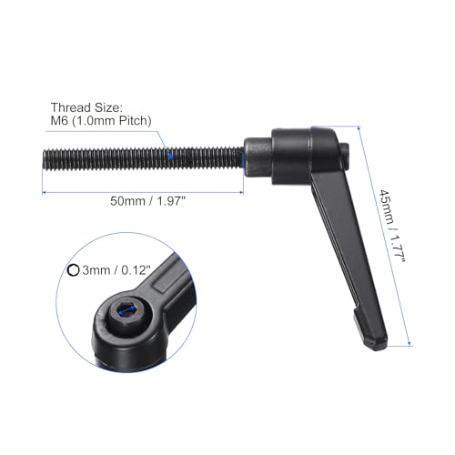 uxcell 4pcs Clamping Lever Handles, M6 x 50mm Black Oxide Carbon Steel Threaded Male Stud, Adjustable Handles Locking Quick Release Ratchet Push Button Bolt Knobs, Black - size: M6 x 50mm